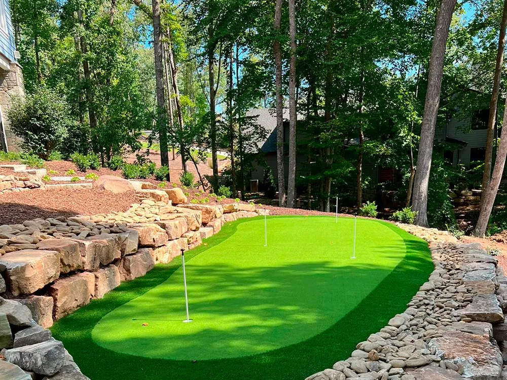 Artificial turf lawn installation